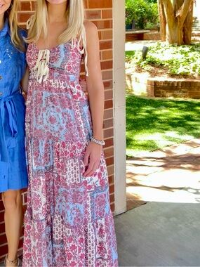 Francesca's red and blue maxi dress with tie straps